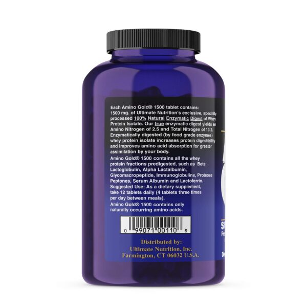 Detalle envase Ultimate Nutrition Amino Gold 1500 mg por tableta