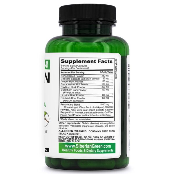 Version 1.0.0 Detalle etiqueta fórmula de 14 hierbas detox colon siberian green