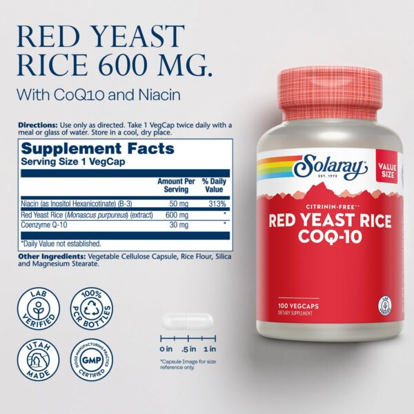 Detalle etiqueta suplemento arroz levadura roja con coq10