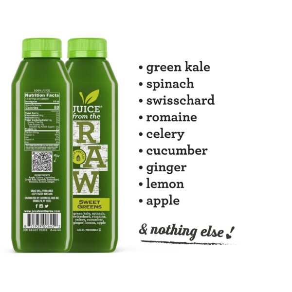 Detalle etiqueta botella jugo crudo con probióticos