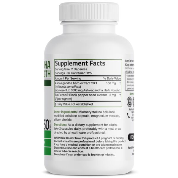 Version 1.0.0 Detalle etiqueta Bronson Ashwagandha sin gluten y no GMO