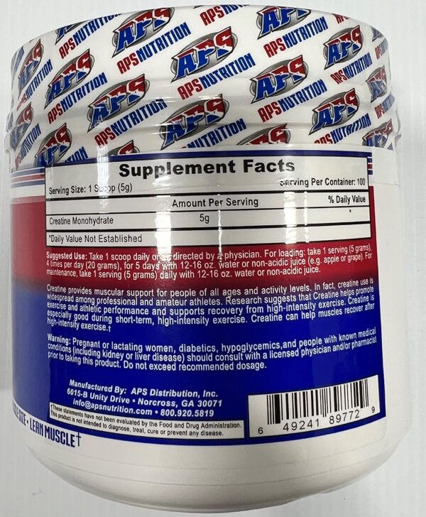 Version 1.0.0 Detalle etiqueta creapure creatina monohidrato APS Nutrition