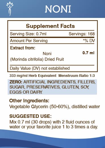 Detalle etiqueta extracto natural de Noni Secrets of the Tribe