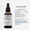 detalle etiqueta extracto sin alcohol Allergy Secret 2 oz