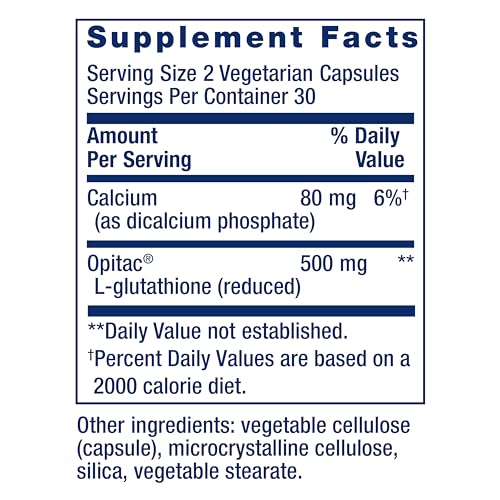 Detalles de etiqueta del suplemento Life Extension Glutatión