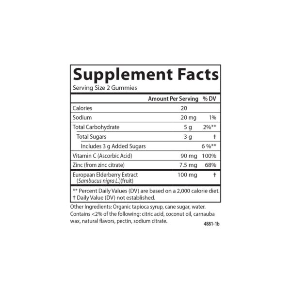 Detalle etiqueta gomitas saúco negro Carlson