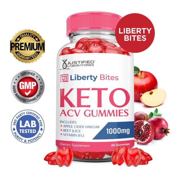 Detalle empaque Liberty Bites Keto ACV gomas sin gluten y sin gelatina