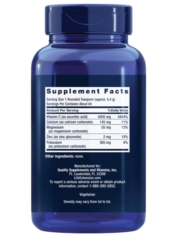 Detalle etiqueta Life Extension vitamina C polvo