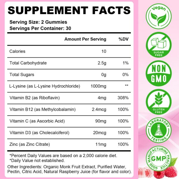 Detalle de etiqueta de lisina L 1000 mg