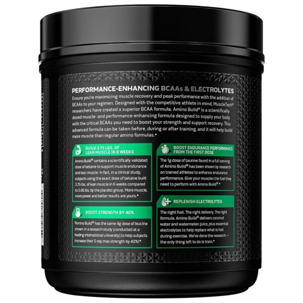 Version 1.0.0 Detalle de etiqueta MuscleTech Amino Build con información de BCAA
