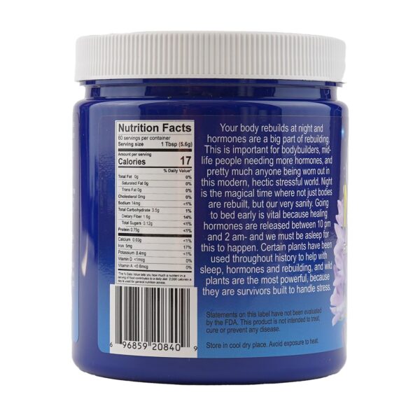 detalle etiqueta Night Rebuild fórmula en polvo