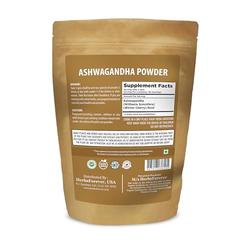 Detalle etiqueta polvo Ashwagandha suplemento ayurveda