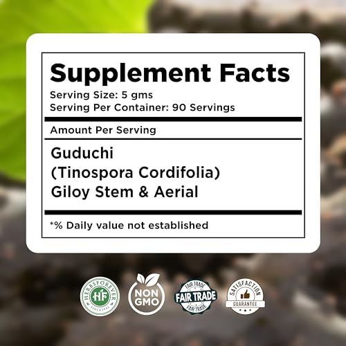 Detalle etiqueta Polvo Guduchi Tinospora Cordifolia