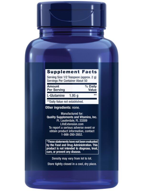 Detalle etiqueta Polvo L-Glutamina Life Extension