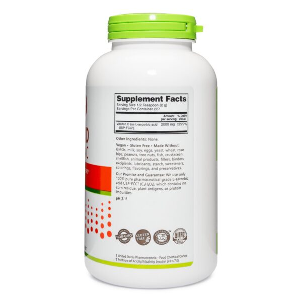 detalle etiqueta polvo vitamina c ácido ascórbico nutribiotic