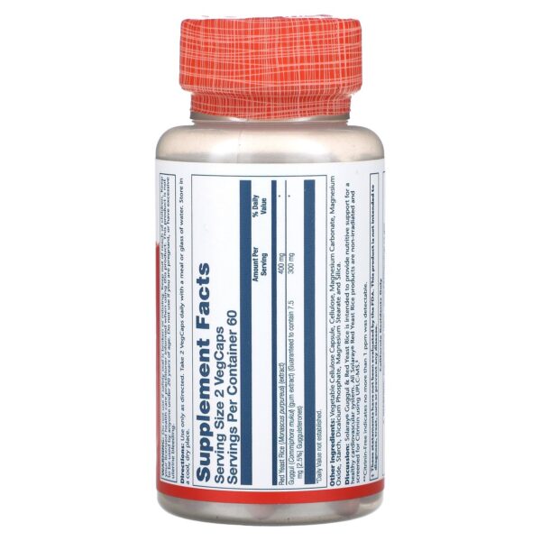 Detalle etiquetas Solaray Guggul y arroz de levadura roja