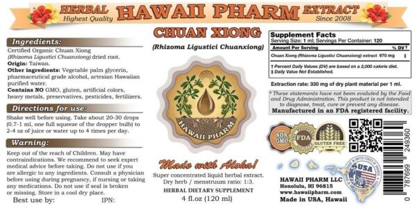 Botella de extracto super concentrado Chuan Xiong 2 onzas Hawaii Pharm