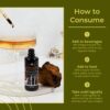 Detalle etiqueta suplemento de hongo Chaga Naturealm, cuerpo fructífero