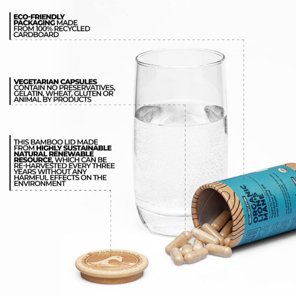 Detalle etiqueta suplemento melena de león orgánico Wellnest.Store