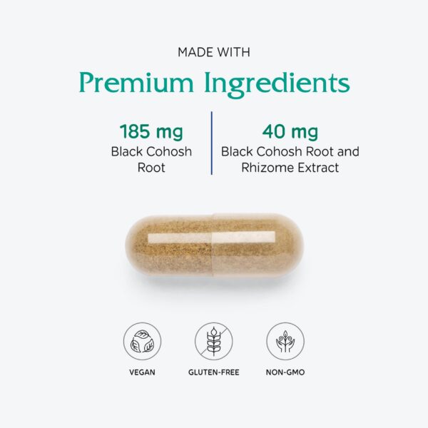 Detalle etiqueta suplemento natural cohosh negro Vitanica