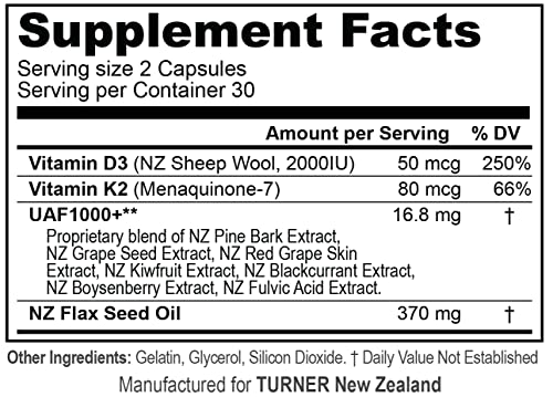 Frasco vitamina D3 K2 líquidas TURNER para huesos y corazón