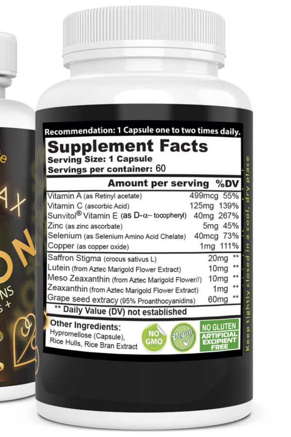 Version 1.0.0 Detalle etiqueta suplemento Vision Max antioxidante ocular