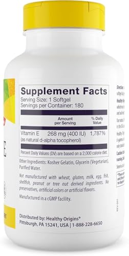 Detalle etiqueta suplemento vitamina E Healthy Origins