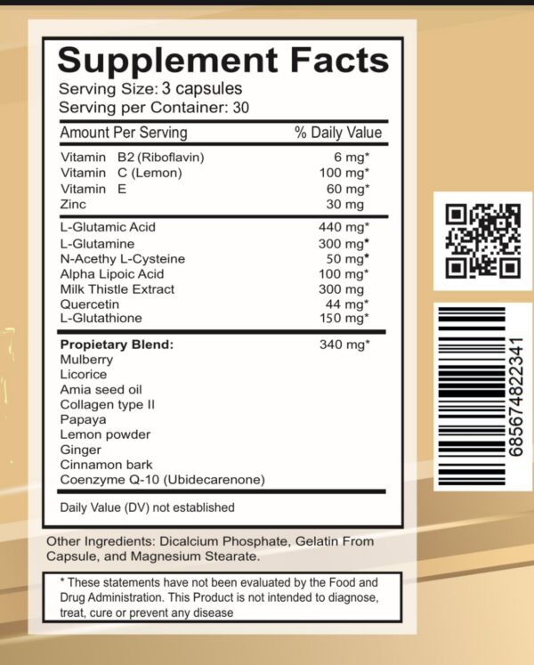 Detalle etiqueta suplemento VITAMISAN glutatión