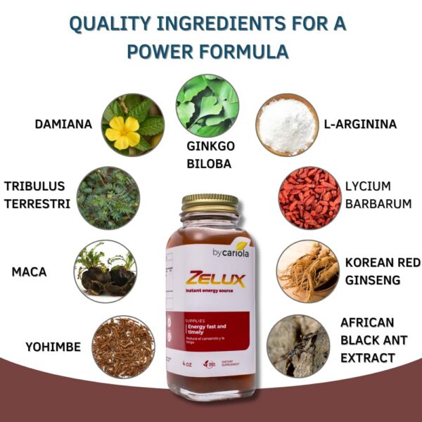 Version 1.0.0 Detalle etiqueta suplemento Zelux fórmula natural BY CARIOLA