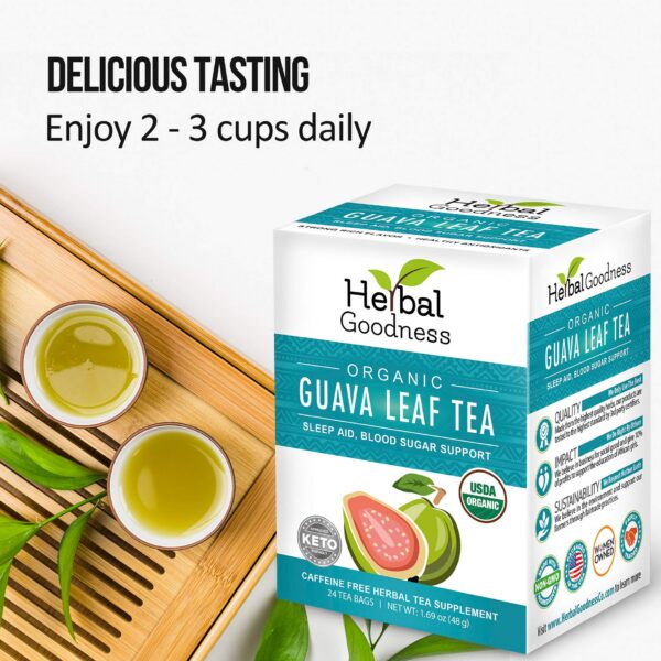 Detalle de etiqueta de té de guayaba