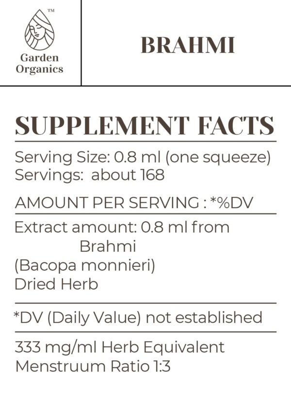 Detalle de la etiqueta de la Tintura de Brahmi