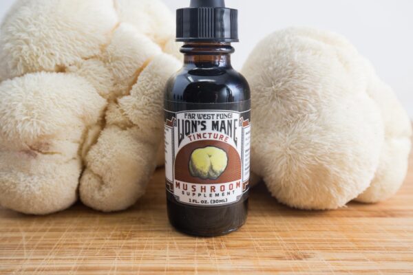 Detalle etiqueta tintura Far West Fungi melena de león