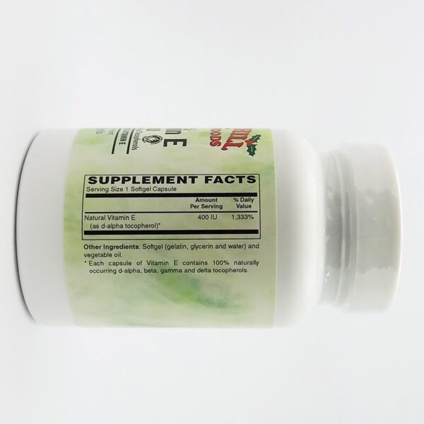 Detalle etiqueta vitamina e holly hill 400 ui cápsulas blandas