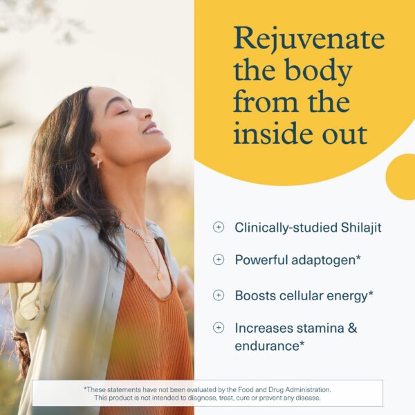 Detalla etiqueta Youtheory Shilajit suplemento puro Himalaya