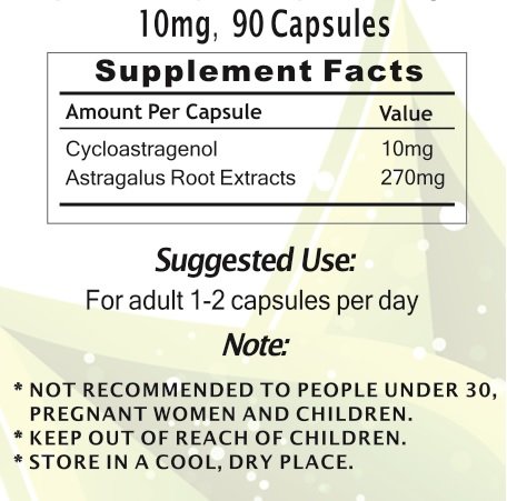 Detalle etiquetas producto Crackaging CA-100 Cycloastragenol 90 caps