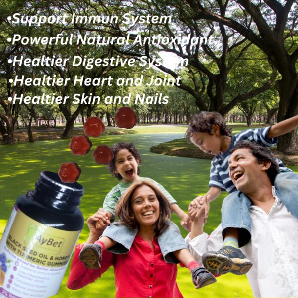 Detalle etiquetas gomitas AyBet vitaminas y antioxidantes