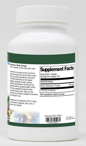 detalle etiquetas prince ginseng suplemento 450 mg