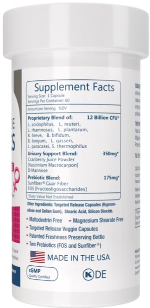 Detalle etiquetas probióticos mujer PUR Nutraceuticals