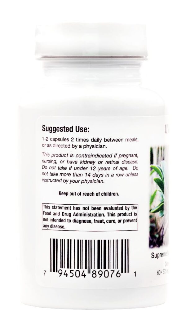 Detalle etiquetas suplemento Uva Ursi Supreme Nutrition