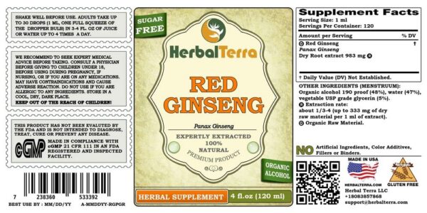 Caja del suplemento de ginseng rojo HerbalTerra 4 botellas