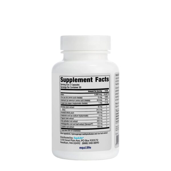 Detalle del frasco Equilife Daily Hair Support suplemento capilar