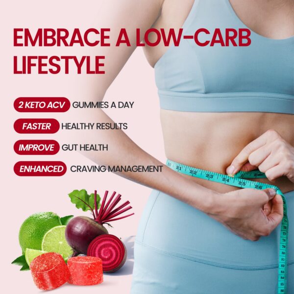 Detalle gomita Keto ACV con ingredientes naturales y vitaminas