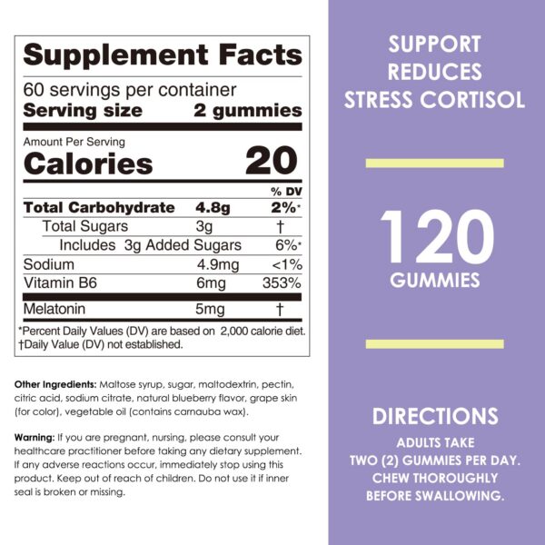 Version 1.0.0 Detalle frasco gomitas melatonina sabor arándano