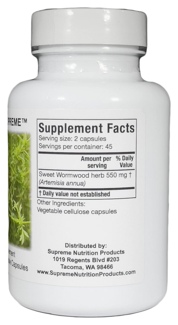 Detalle del frasco de Supreme Nutrition Artemisia Supreme