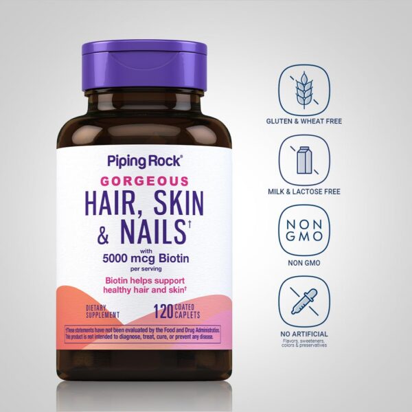 detalle frasco vitaminas cabello piel uñas Piping Rock