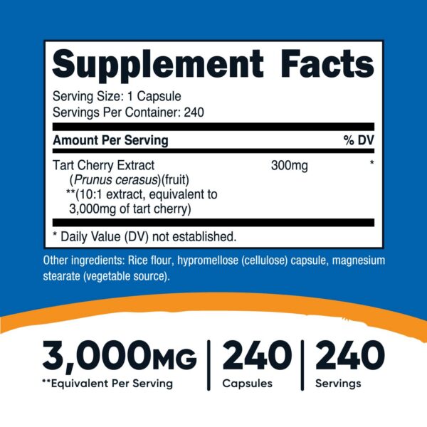 Detalle frontal del envase de Nutricost extracto de cereza ácida