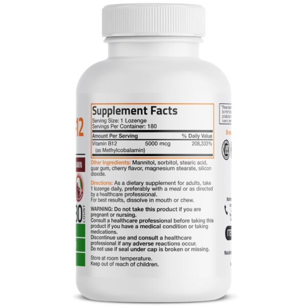 Detalle frontal suplemento vitamina B12 Metilcobalamina Bronson