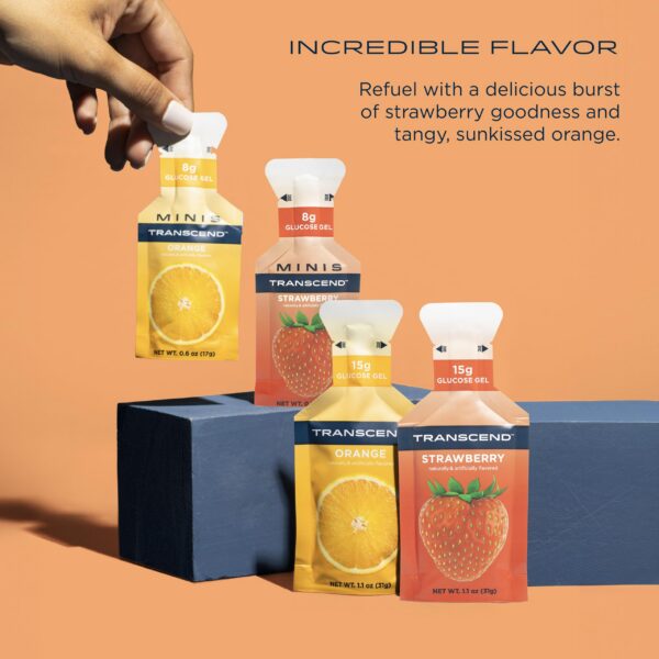 Version 1.0.0 Geles Transcend sabor naranja sin cafeína