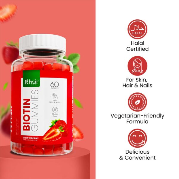Detalle gominolas Khair biotina sabor fresa