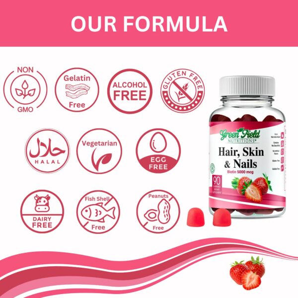 Detalle gominolas vitamina biotina halal para cabello y uñas